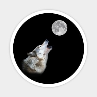 Wolf howling at moon artwork Magnet